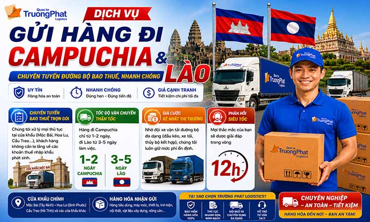 Dịch vụ gửi hàng đi Campuchia và Lào – Chuyên tuyến đường bộ bao thuế, nhanh chóng