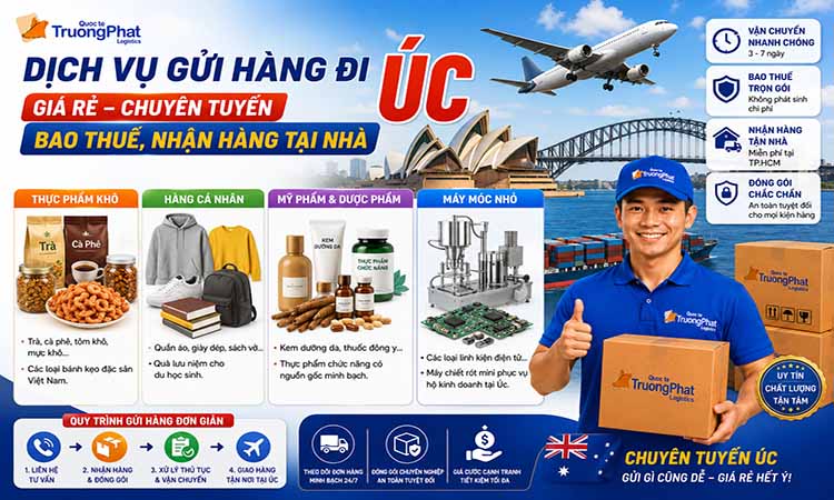 Dịch vụ gửi hàng đi Úc giá rẻ – Chuyên tuyến bao thuế, nhận hàng tại nhà