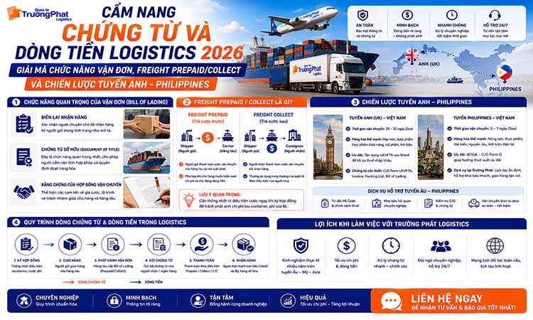 CẨM NANG CHỨNG TỪ VÀ DÒNG TIỀN LOGISTICS 2026 GIẢI MÃ CHỨC NĂNG VẬN ĐƠN FREIGHT PREPAID/COLLECT VÀ CHIẾN LƯỢC TUYẾN ANH - PHILIPPINES