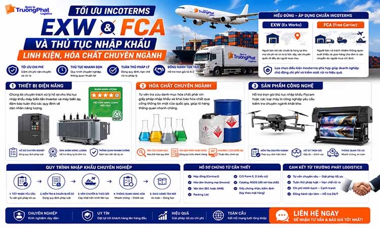 Tối Ưu Incoterms EXW FCA Và Thủ Tục Nhập Khẩu Linh Kiện, Hóa Chất Chuyên Ngành