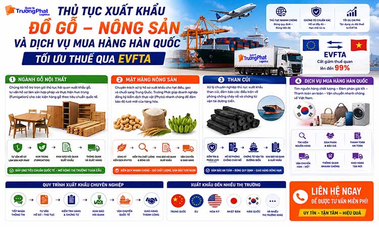 Thủ Tục Xuất Khẩu Đồ Gỗ Nông Sản Và Dịch Vụ Mua Hàng Hàn Quốc Tối Ưu Thuế Qua EVFTA