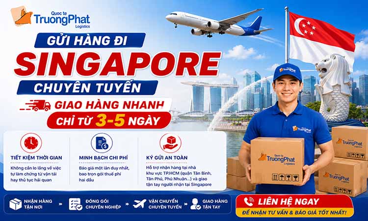 Gửi hàng đi Singapore chuyên tuyến giao hàng nhanh chỉ từ 3-5 ngày