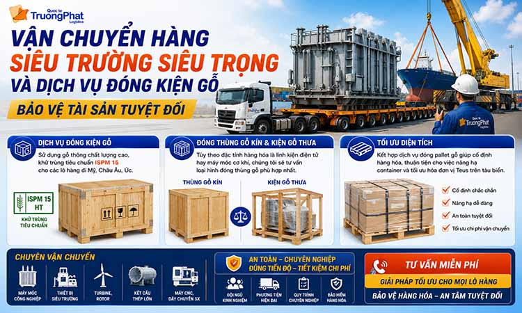 Vận Chuyển Hàng Siêu Trường Siêu Trọng Và Dịch Vụ Đóng Kiện Gỗ Bảo Vệ Tài Sản Tuyệt Đối