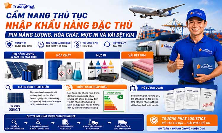 CẨM NANG THỦ TỤC NHẬP KHẨU HÀNG ĐẶC THÙ PIN NĂNG LƯỢNG - HÓA CHẤT - MỰC IN VÀ VẢI DỆT KIM