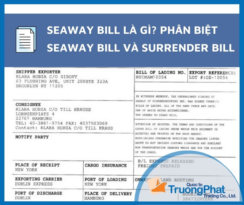 Seaway Bill Là Gì? Phân Biệt Seaway Bill Và Surrender Bill