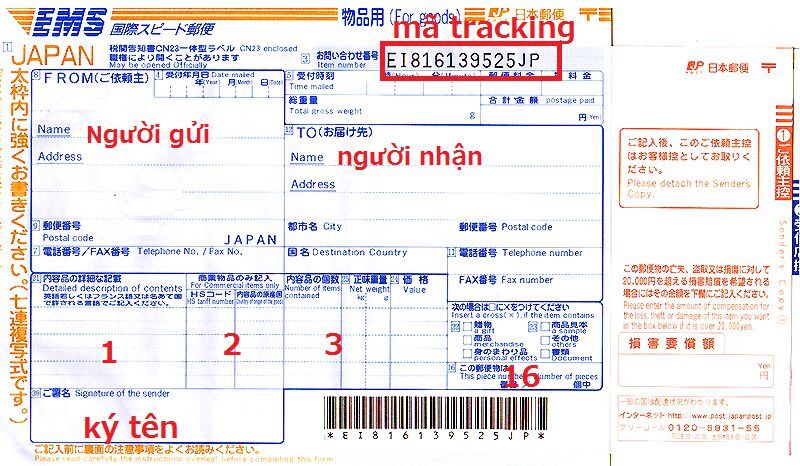 Gửi hàng từ Nhật về Việt Nam qua EMS